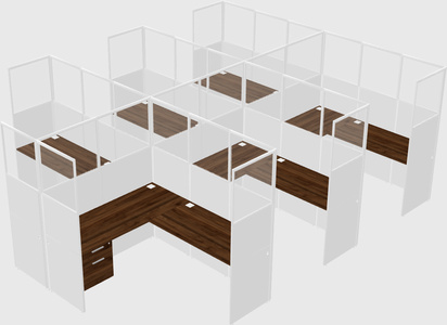 Shared l-shaped cubicle