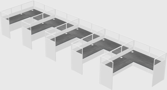 Shared l-shaped cubicle
