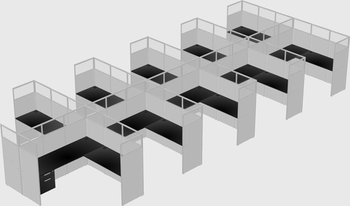 Shared l-shaped cubicle