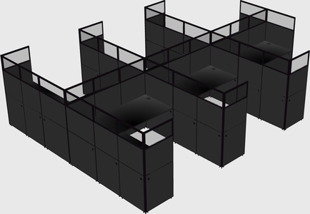 Shared l-shaped cubicle