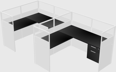 Shared l-shaped cubicle