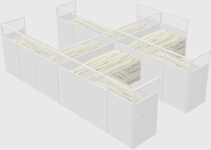 Shared l-shaped cubicle