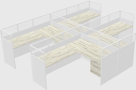 Shared l-shaped cubicle
