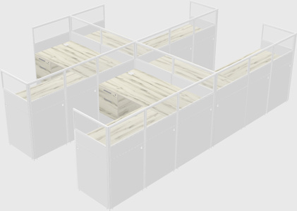 Shared l-shaped cubicle