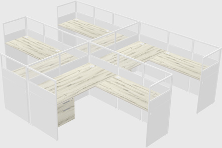 Shared l-shaped cubicle