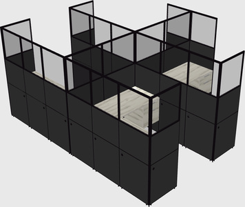 Shared l-shaped cubicle