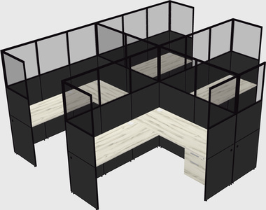 Shared l-shaped cubicle