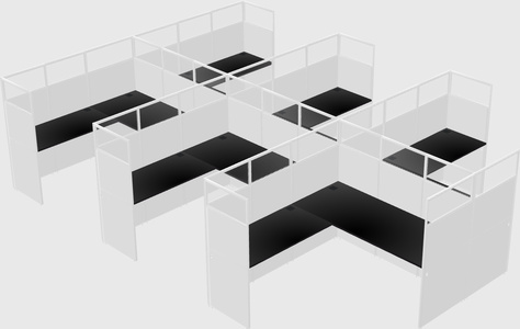 Shared l-shaped cubicle