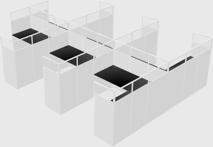 Shared l-shaped cubicle