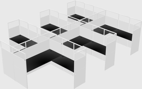 Shared l-shaped cubicle