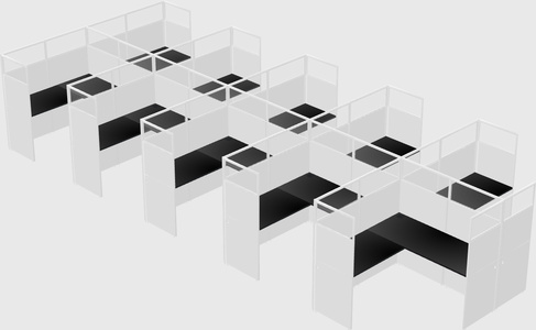 Shared l-shaped cubicle