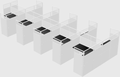Shared l-shaped cubicle