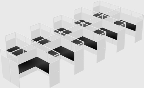 Shared l-shaped cubicle