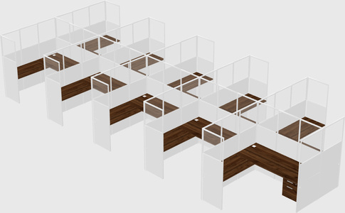 Shared l-shaped cubicle