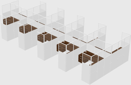 Shared l-shaped cubicle