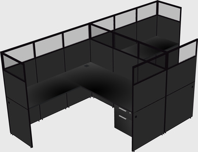 Shared l-shaped cubicle