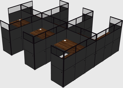 Shared l-shaped cubicle