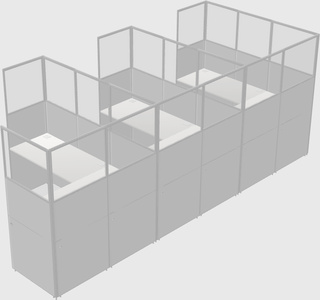 Shared l-shaped cubicle
