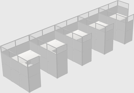 Shared l-shaped cubicle