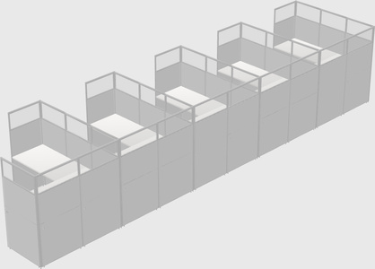 Shared l-shaped cubicle