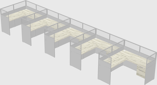 Shared l-shaped cubicle