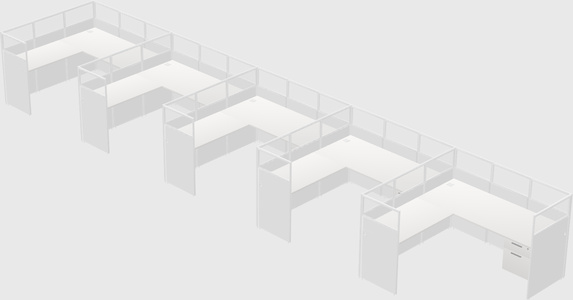 Shared l-shaped cubicle