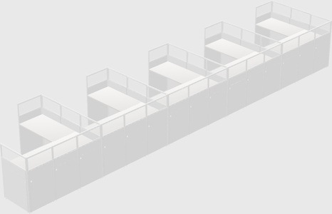 Shared l-shaped cubicle