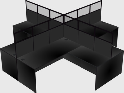 Shared l-shaped cubicles