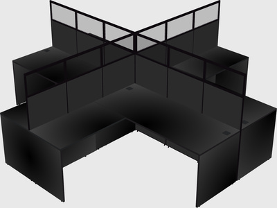 Shared l-shaped cubicles