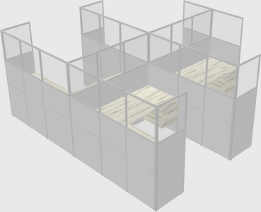 Shared l-shaped cubicle
