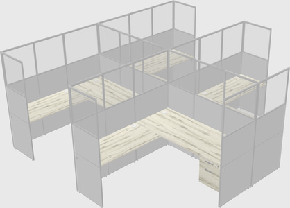 Shared l-shaped cubicle