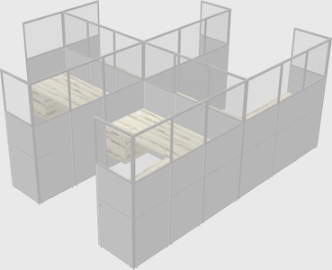 Shared l-shaped cubicle