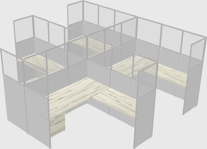 Shared l-shaped cubicle