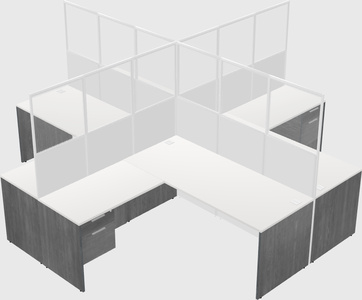 Shared l-shaped cubicles
