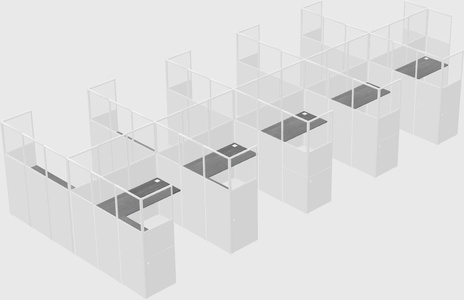 Shared l-shaped cubicle