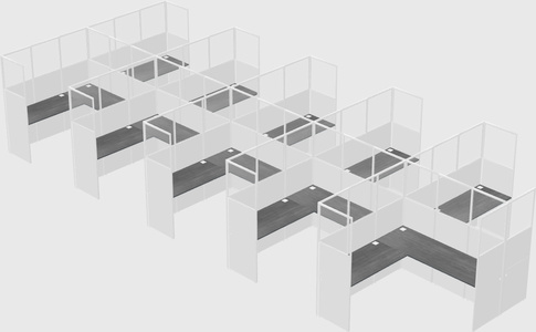 Shared l-shaped cubicle