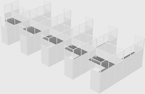 Shared l-shaped cubicle