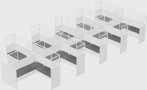 Shared l-shaped cubicle
