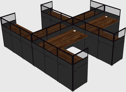 Shared l-shaped cubicle