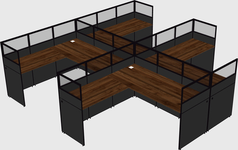 Shared l-shaped cubicle