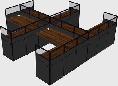 Shared l-shaped cubicle