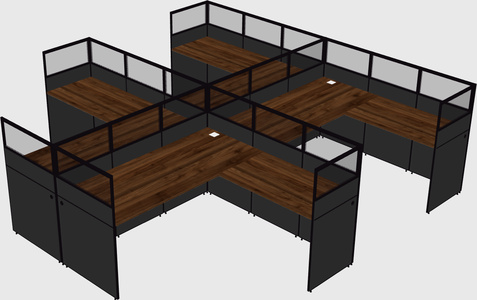 Shared l-shaped cubicle