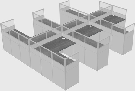 Shared l-shaped cubicle
