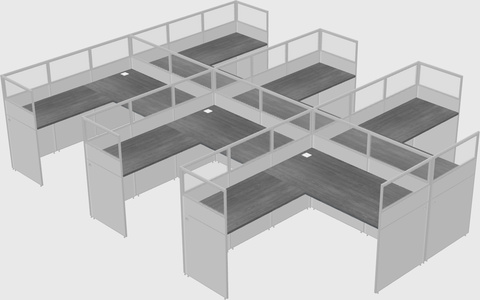 Shared l-shaped cubicle