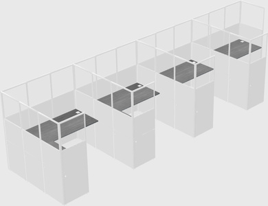 Shared l-shaped cubicle