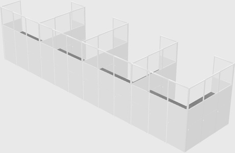 Shared l-shaped cubicle