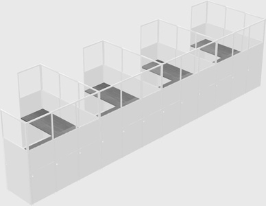 Shared l-shaped cubicle