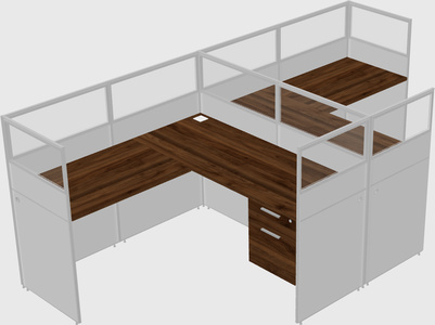 Shared l-shaped cubicle