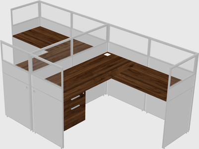 Shared l-shaped cubicle
