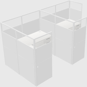 Shared l-shaped cubicle